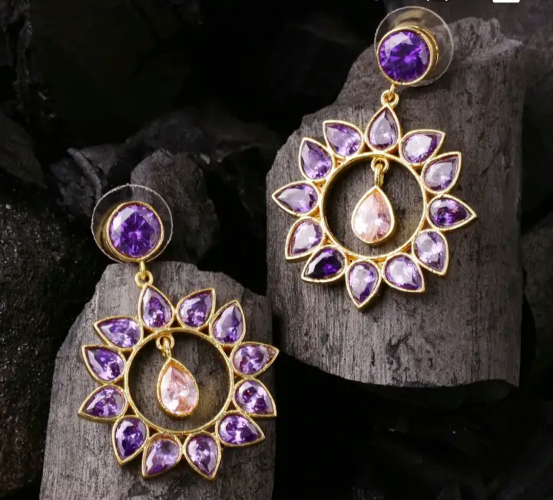 Purple and 2025 gold earrings
